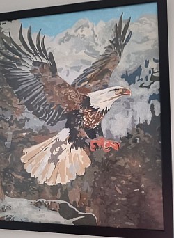 Le tableau que je viens de terminer : un aigle Royal